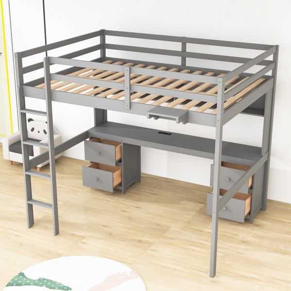 Harriet Bee Helbonna Full 4 Drawer Loft Bed with BuiltinDesk Wayfair